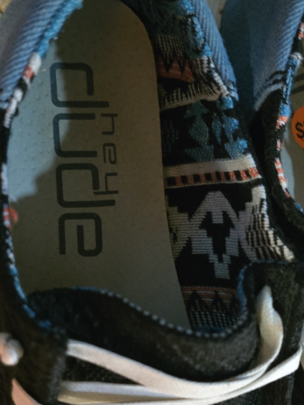 Hey Dude Black Slip-On Sneakers with Multicolor Aztec Lining